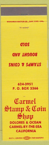 Matchbook Cover - Carmel Stamp Coin Shop Carmel by the Sea CA
