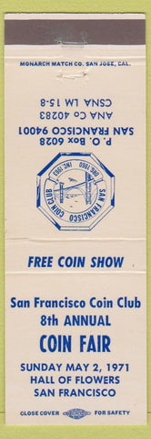 Matchbook Cover - San Francisco CA Coin Club 1971