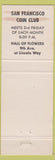 Matchbook Cover - San Francisco CA Coin Club 1971