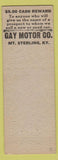 Matchbook Cover - Gay Motors Mount Sterling KY pinup