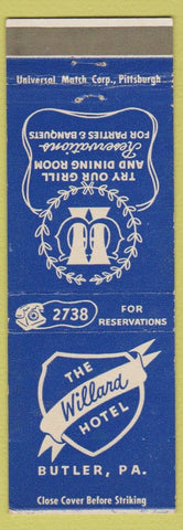 Matchbook Cover - Willard Hotel Butler PA