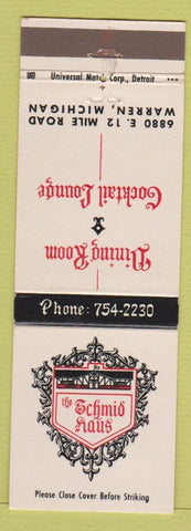 Matchbook Cover - Schmid Haus Warren MI