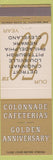 Matchbook Cover - Colonnade Cafeterias Detroit Cleveland Newark Cincinnati