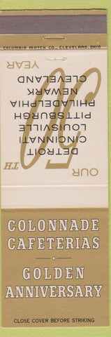 Matchbook Cover - Colonnade Cafeterias Detroit Cleveland Newark Cincinnati