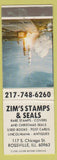Matchbook Cover - Zim's Stamps and Seals Rossville IL