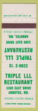 Matchbook Cover - Triple LLL Restaurant Arbutus MD