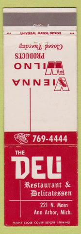 Matchbook Cover - The Deli Restaurant Ann Arbor MI Vienna Hot Dogs