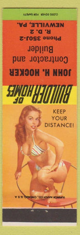 Matchbook Cover - John Hocker Contractor Builder Newville PA pinup