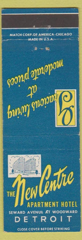 Matchbook Cover - New Centre Hotel Detroit MI