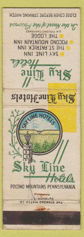 Matchbook Cover - Sky Line Hotels Pocono Mountains PA WEAR