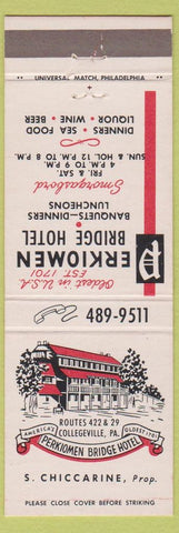 Matchbook Cover - Perkiomen Bridge Hotel Collegeville PA