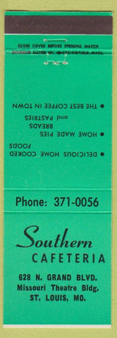 Matchbook Cover - Southern Cafeteria St Louis MO Green