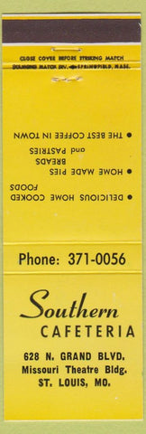 Matchbook Cover - Southern Cafeteria St Louis MO yellow