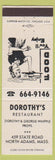 Matchbook Cover - Dorothy's Restaurant North Adams MA girlie White