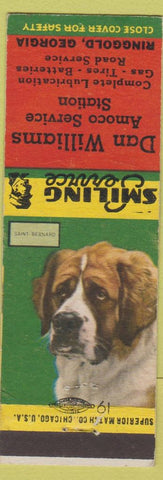 Matchbook Cover - Dan Williams Amoco oil gas Ringgold GA Saint Bernard
