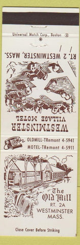 Matchbook Cover - The Old Mill Westminster MA Motel