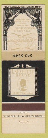 Matchbook Cover - Lafayette House Foxboro MA