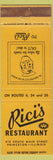 Matchbook Cover - Rici's Restaurant Princeton IL