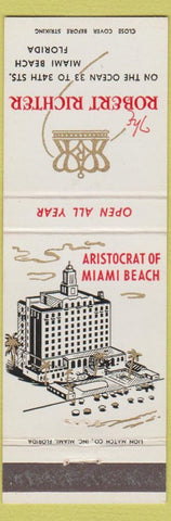 Matchbook Cover - Robert Richter Hotel Miami Beach FL