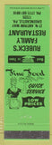 Matchbook Cover - Rubeck's Family Restaurant girlie Greencastle PA Green