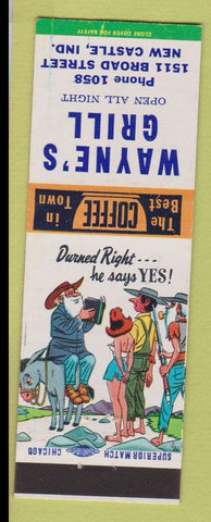 Matchbook Cover - Wayne's Grill New Castle IN hillbilly