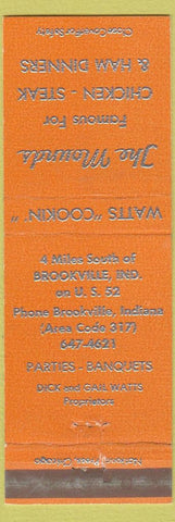 Matchbook Cover - The Mounds Restaurant Brookville IN orange