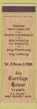 Matchbook Cover - Carriage House West Peabody MA
