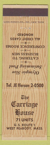 Matchbook Cover - Carriage House West Peabody MA