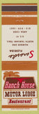 Matchbook Cover - Ranch House Motor Lodge Restaurant Sarasota FL
