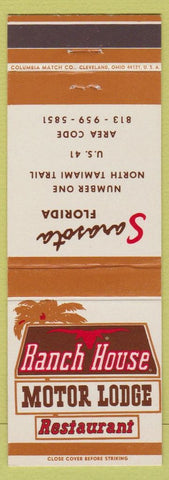 Matchbook Cover - Ranch House Motor Lodge Restaurant Sarasota FL