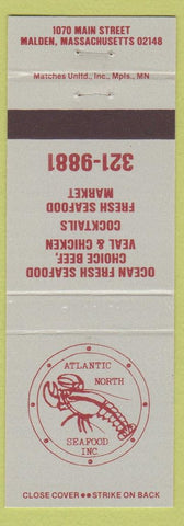 Matchbook Cover - Atlantic North Seafood Malden MA