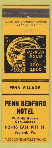 Matchbook Cover - Penn Bedford Hotel Bedford PA