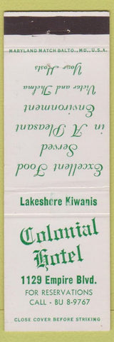 Matchbook Cover - Colonial Hotel Rochester?