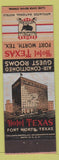 Matchbook Cover - Hotel Texas For Worth TX deco