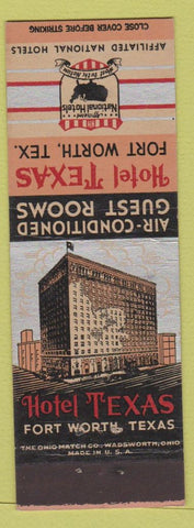 Matchbook Cover - Hotel Texas For Worth TX deco