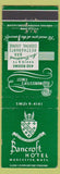 Matchbook Cover - Bancroft Hotel Worcester MA