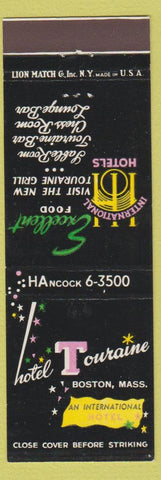 Matchbook Cover - Hotel Touraine Boston MA