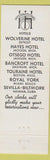 Matchbook Cover - Hotel Touraine Boston MA