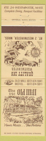 Matchbook Cover - The Old Mill Westminster MA