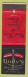 Matchbook Cover - Lindy's Restaurant New York City