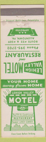 Matchbook Cover - Leigh Valley Motel Allentown PA