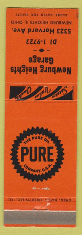 Matchbook Cover - Newburgh Heights Garage Pure oil gas OH dark orange