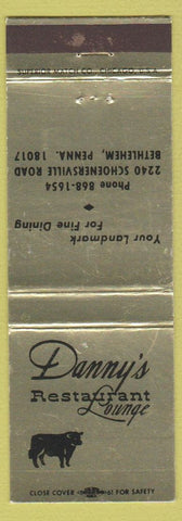 Matchbook Cover - Danny's Restaurant Lounge Bethlehem PA