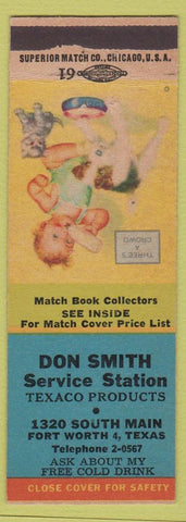 Matchbook Cover - Don Smith Texaco oil gas Forth Worth TX