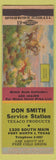 Matchbook Cover - Don Smith Texaco oil gas Forth Worth TX