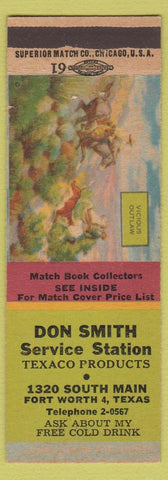 Matchbook Cover - Don Smith Texaco oil gas Forth Worth TX