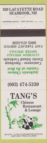 Matchbook Cover - Tang's Chinese Restaurant Seabrook NH Panda Bear