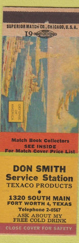 Matchbook Cover - Don Smith Texaco oil gas Forth Worth TX