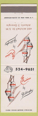 Matchbook Cover - La Cuisine by Billingsley Atlantic GA