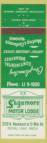 Matchbook Cover - Sagamore Motor Lodge Royal Oak MI